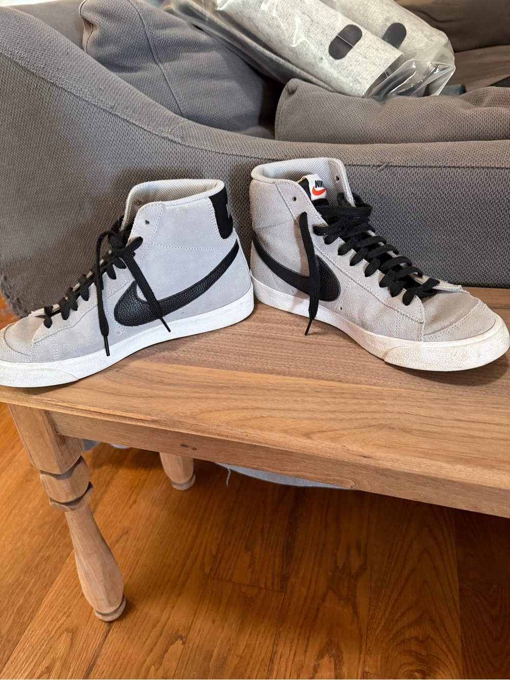 Nike Blazer Mid Vintage Suede Sneakers - Light Gray / Black Sz 9 Mens